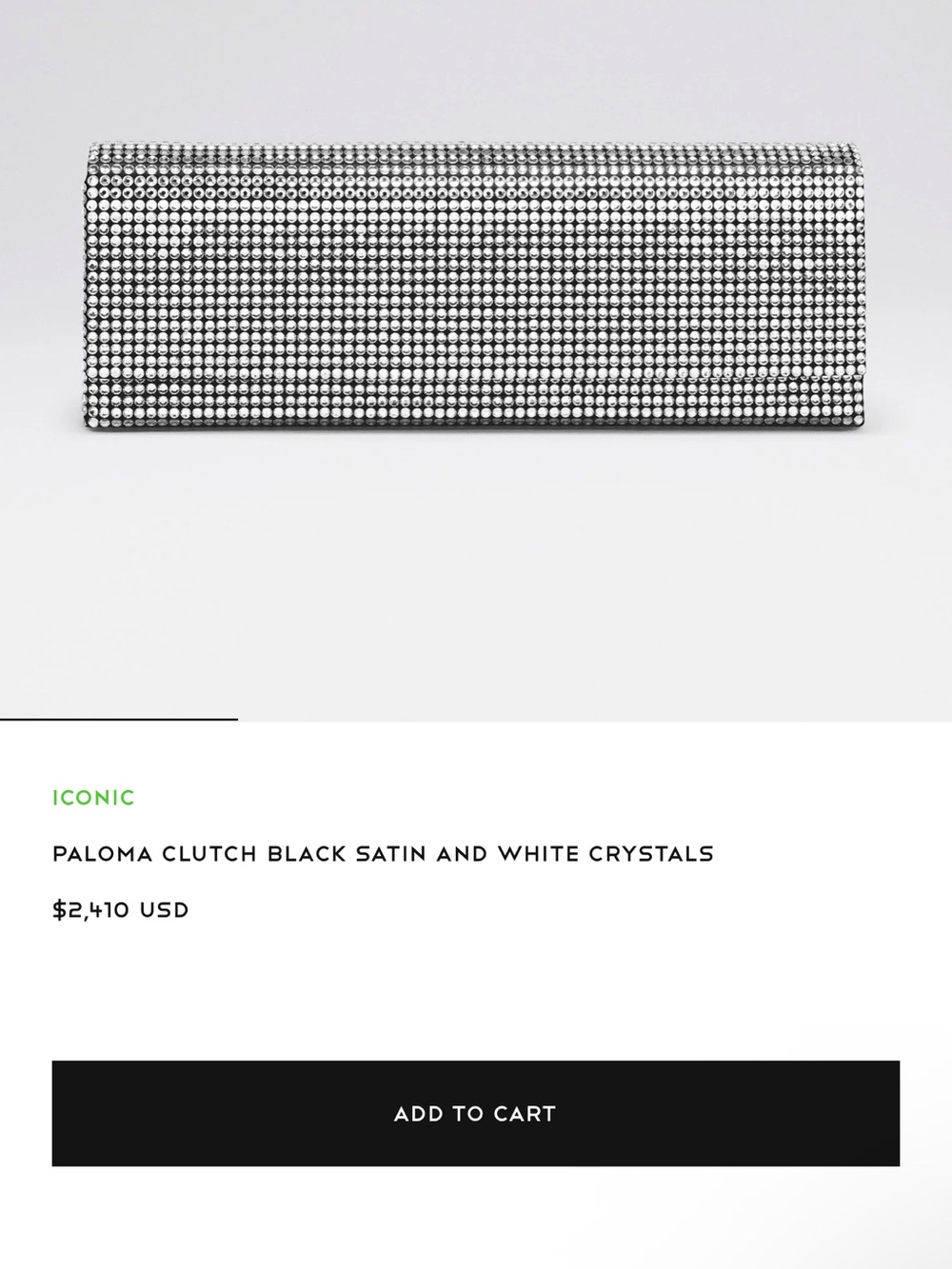 Amina Muaddi Silver Crystal Mesh Rectangular Clutch